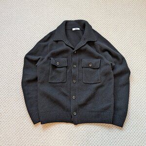 Uniqlo U Lambswool Knitted Jacket Sweater Medium Black